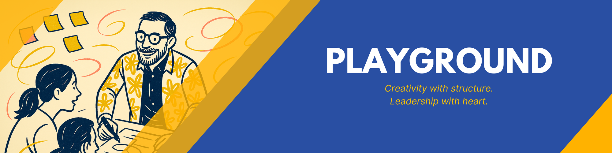 “Creative Recess workshops and retreats banner with tagline ‘Where creativity meets leadership.’”